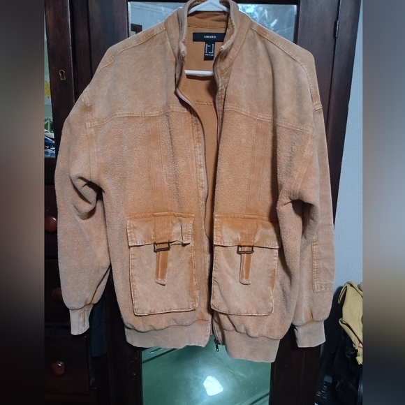 Forever 21 Terry and Distressed Modern Diver Jacket Size Medium - Picture 2 of 7